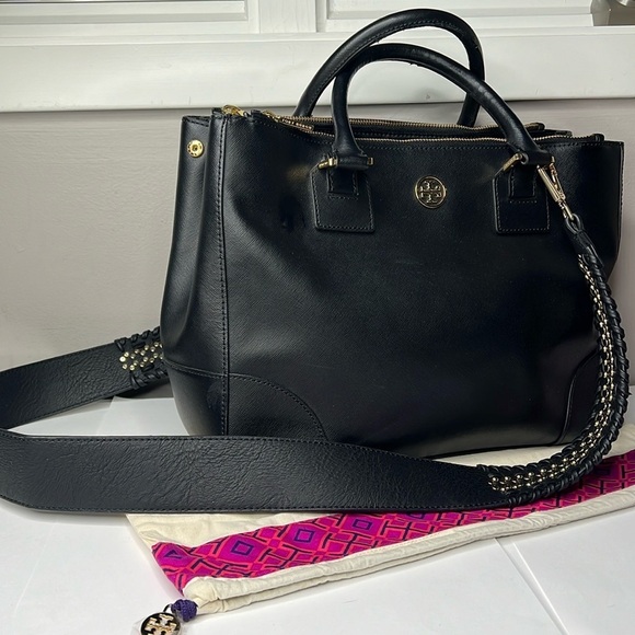 Tory Burch Black Tote with Gold Accents - Picture 1 of 16